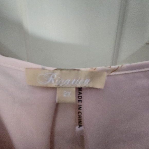 Baltic Born Pink and Cream Long Sleeve Sundress with Plunge Neckline - Picture 2 of 3